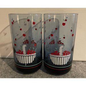 2 Vintage Anchor Hocking 1987 Apple Harvest Tumblers  # 1697